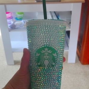 Teal bling tumbler